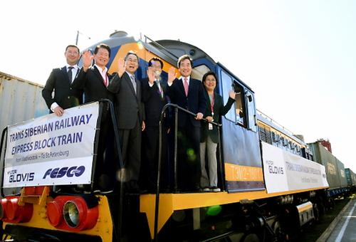 PM tours the Trans-Siberian Railway's express freight train